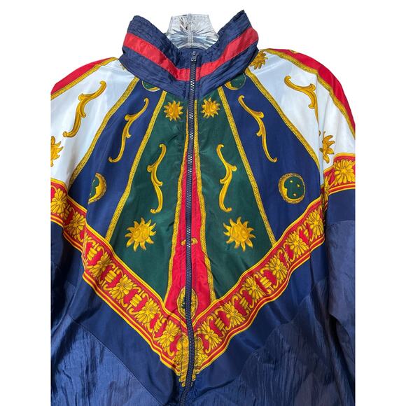 Vintage 80's Center Aisle Celestial Sun And Moon Windbreaker Jacket Blue Pop Art - Picture 2 of 9